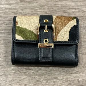 Michael Kors Colby Small Camouflage Print Calf Hair Tri-Fold Wallet MSRP $158